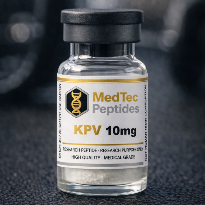 KPV peptide vial with gold accents (1)